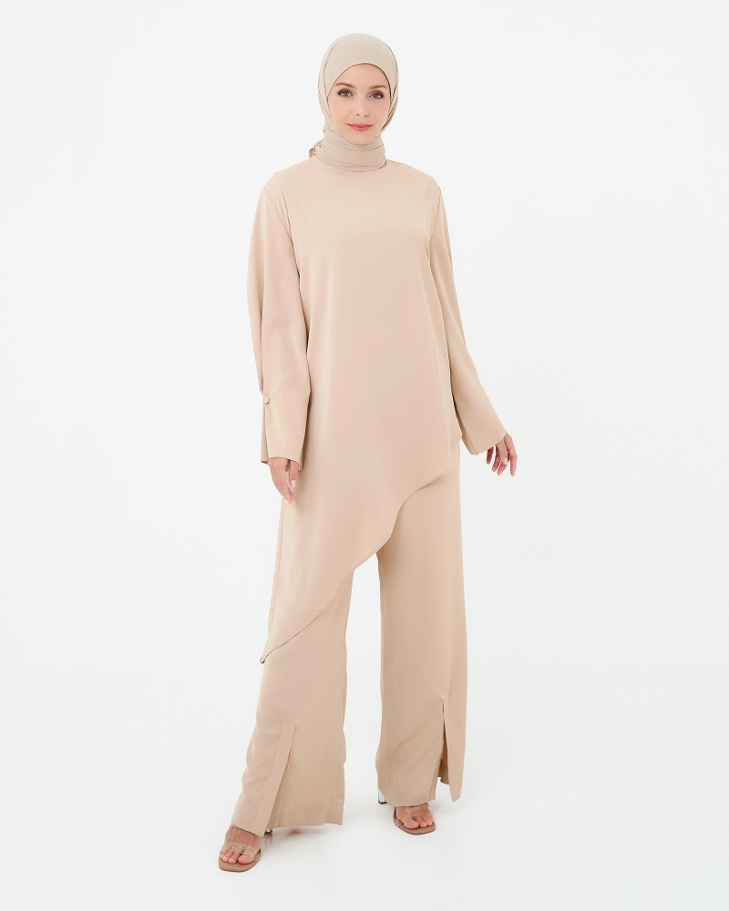 ASYMMETRICAL TOP CO-ORD SET - SAND
