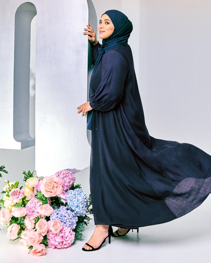 INARA EMBELLISHED ABAYA - NAVY BLUE