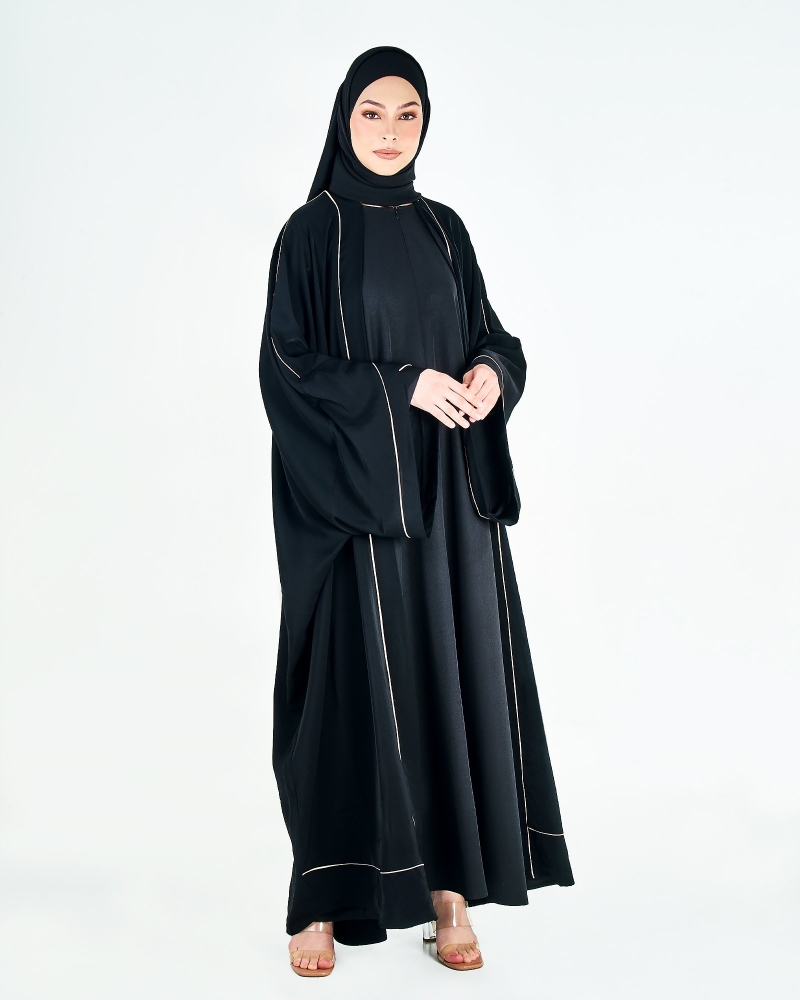 AALISHA CARDIGAN ABAYA - BLACK
