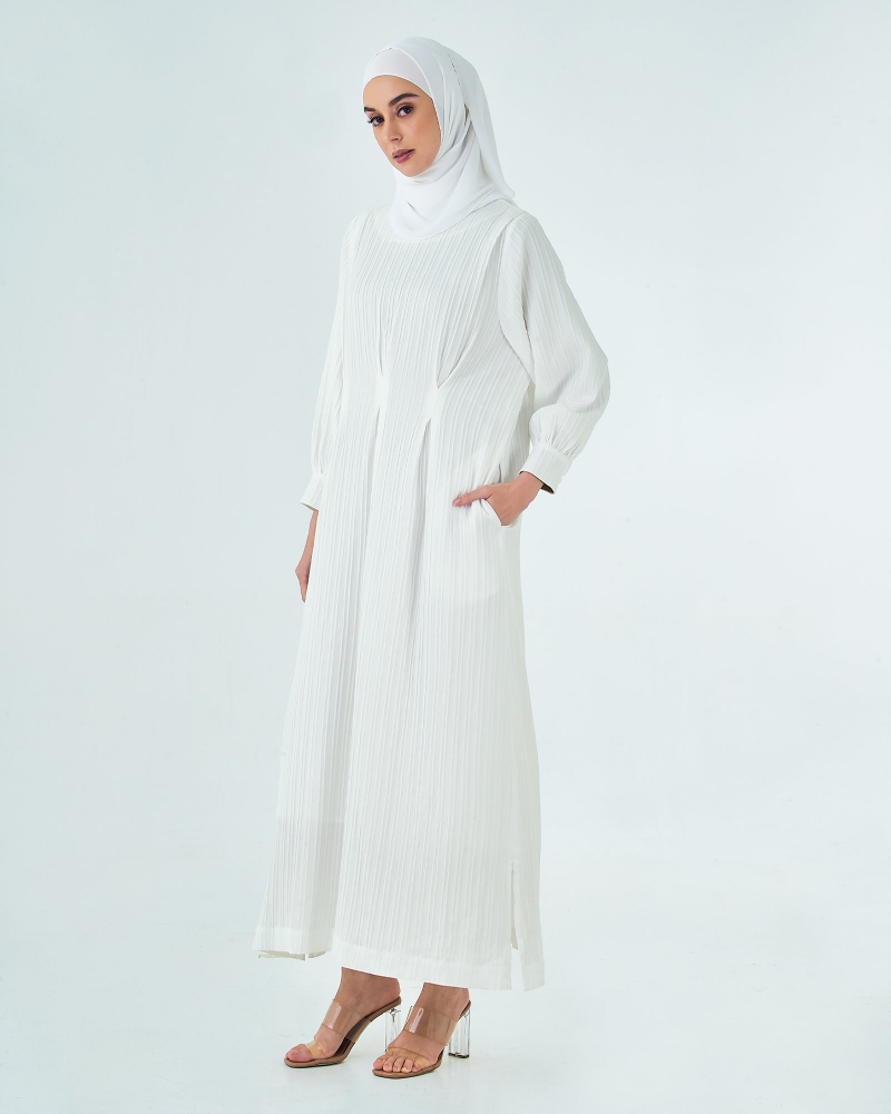X-PRESS RUCHED DRESS - WHITE