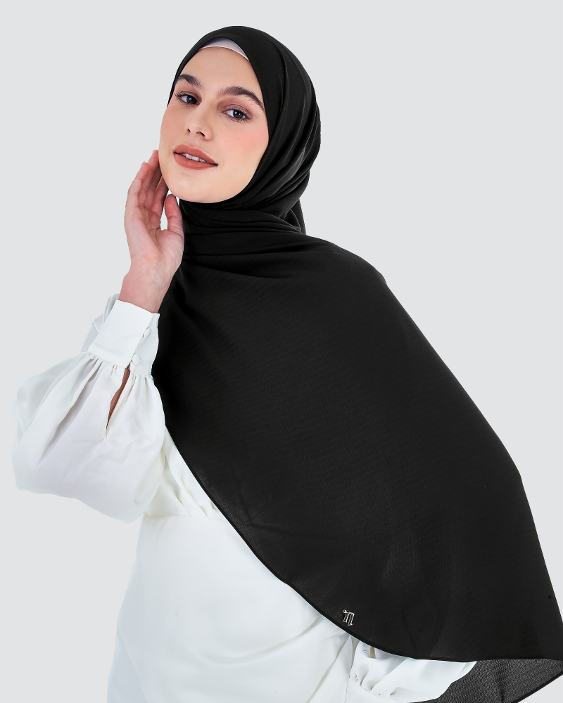 WEAVE CHIFFON SHAWL - BLACK