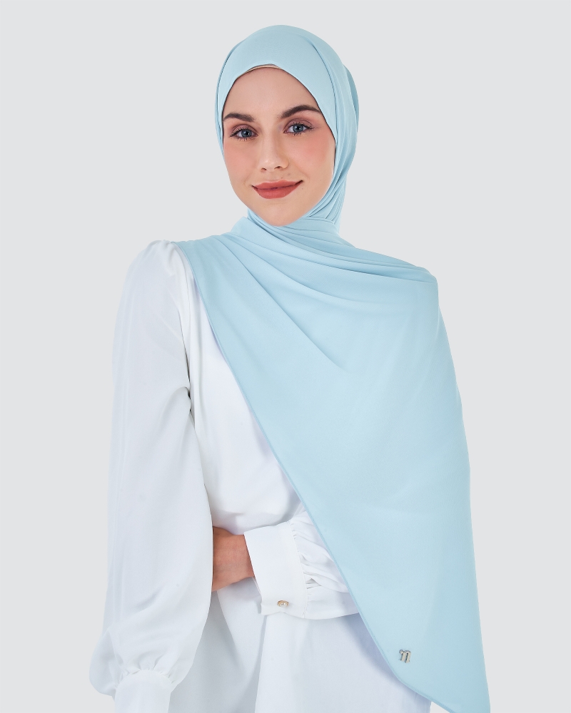 WEAVE CHIFFON SHAWL - PASTEL BLUE