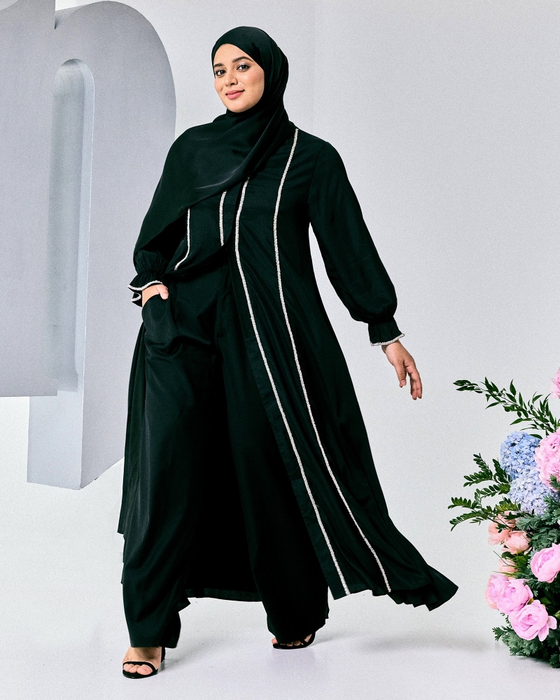 NAIRA EMBELLISHED ABAYA - BLACK