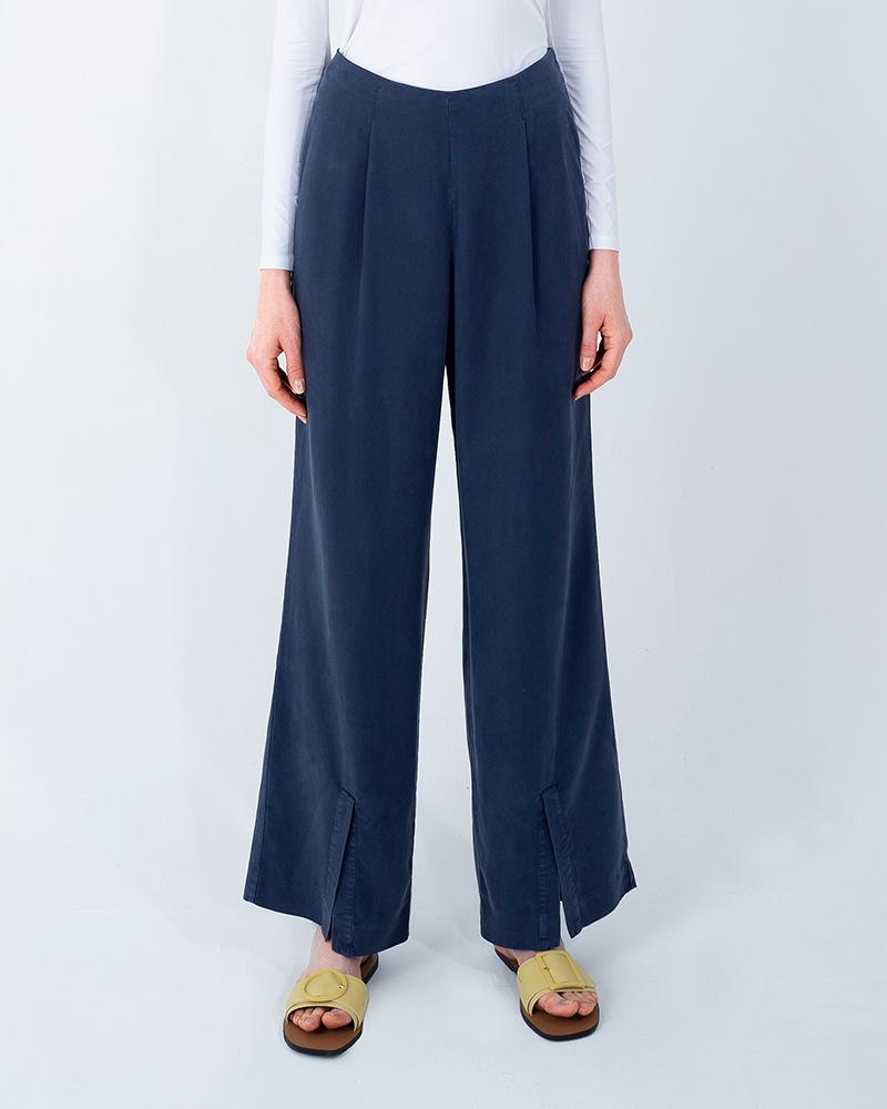 FRONT SLIT TENCEL PANTS-ENSIGN BLUE