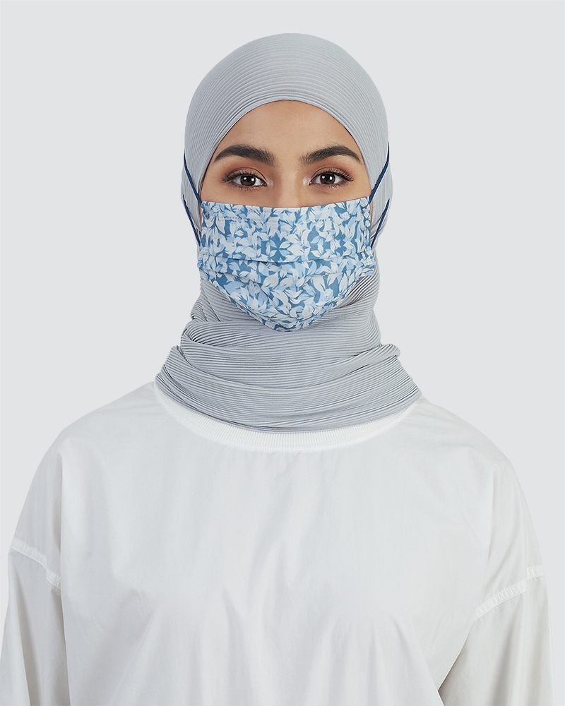 NAELOFAR X LMK SUMMER LOVE EDITION - PREMIUM 4-PLY DISPOSABLE FACE MASK - FLEUR DENIM BLUE