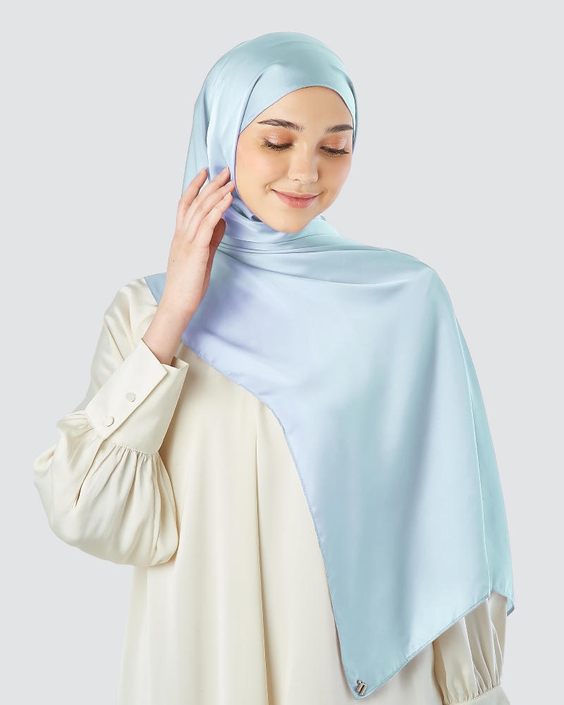 SWARA SATIN SHAWL - ICE BLUE