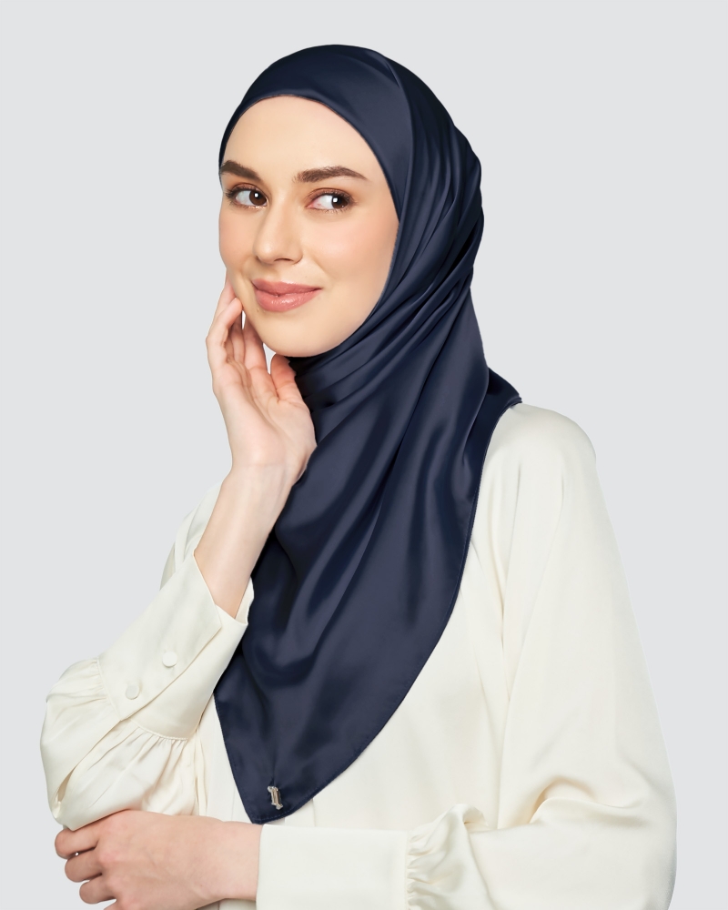 SWARA SATIN SQUARE - NAVY BLUE