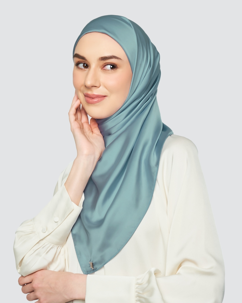 SWARA SATIN SQUARE - TEAL BLUE