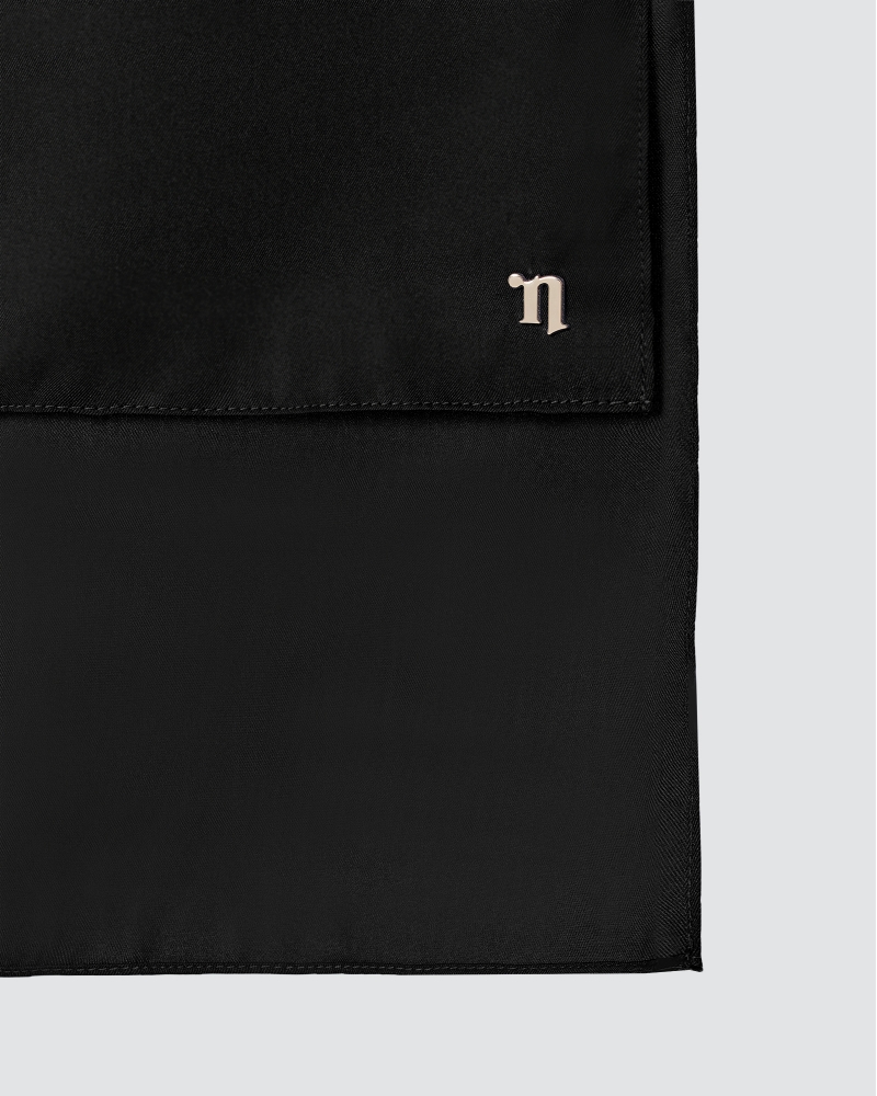 TAHIRA SATIN TWILL SHAWL - BLACK