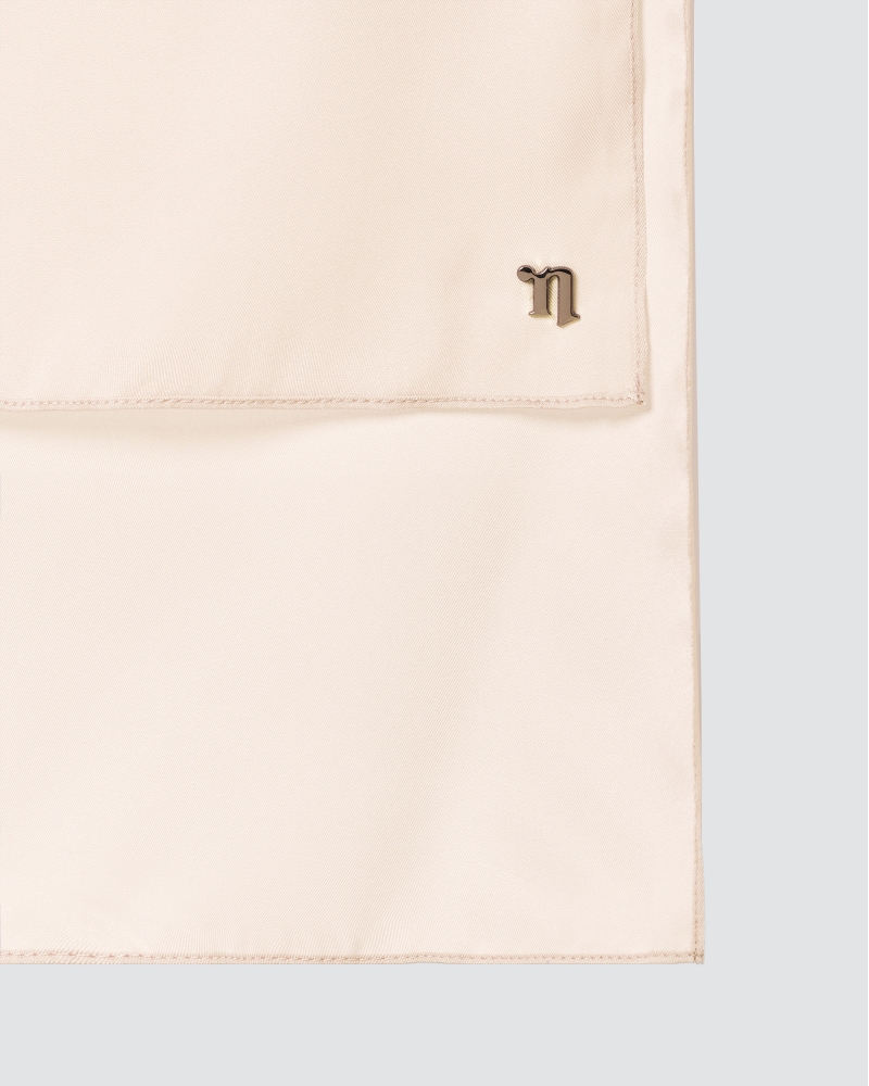 TAHIRA SATIN TWILL SHAWL - EGGSHELL
