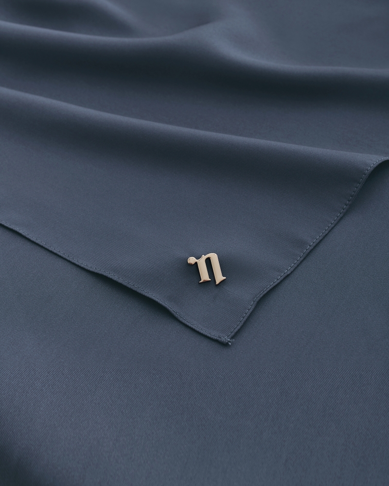 TAHIRA SATIN TWILL SHAWL - NAVY BLUE