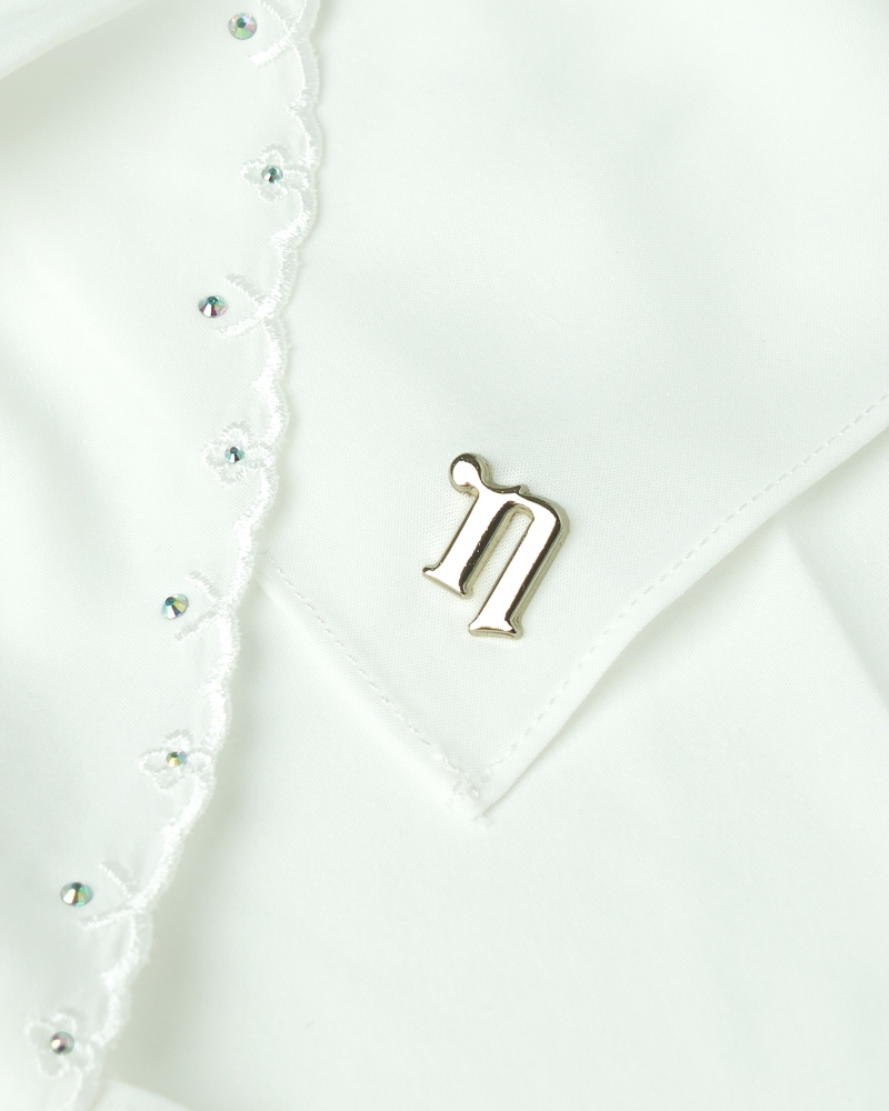 WIDURI EMBROIDERED CRYSTAL SEMI-INSTANT SHAWL - WHITE