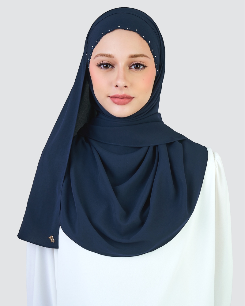 WIDURI EMBROIDERED CRYSTAL SEMI-INSTANT SQUARE - NAVY