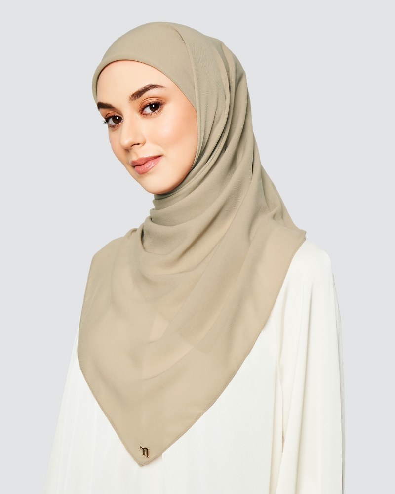 YASMINE WOOL CHIFFON SQUARE - BROWN SUGAR