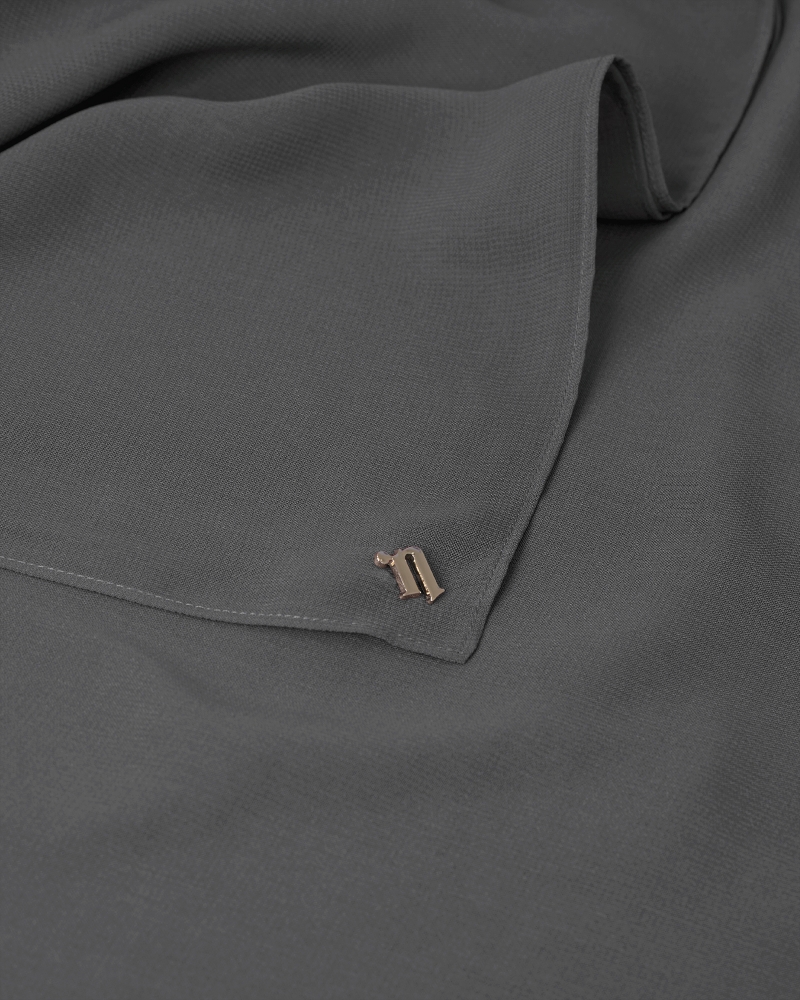 YASMINE WOOL CHIFFON SQUARE - DEEP SMOKEY GREY