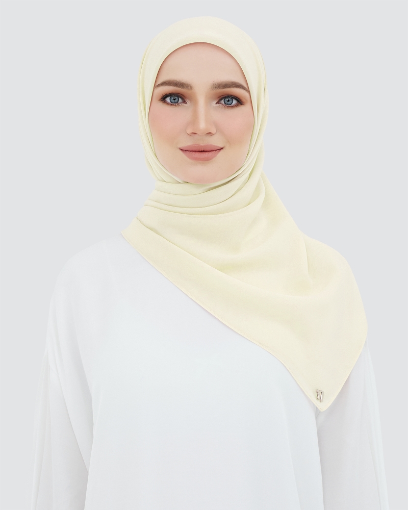 YASMINE WOOL CHIFFON SQUARE - LIGHT CREAM