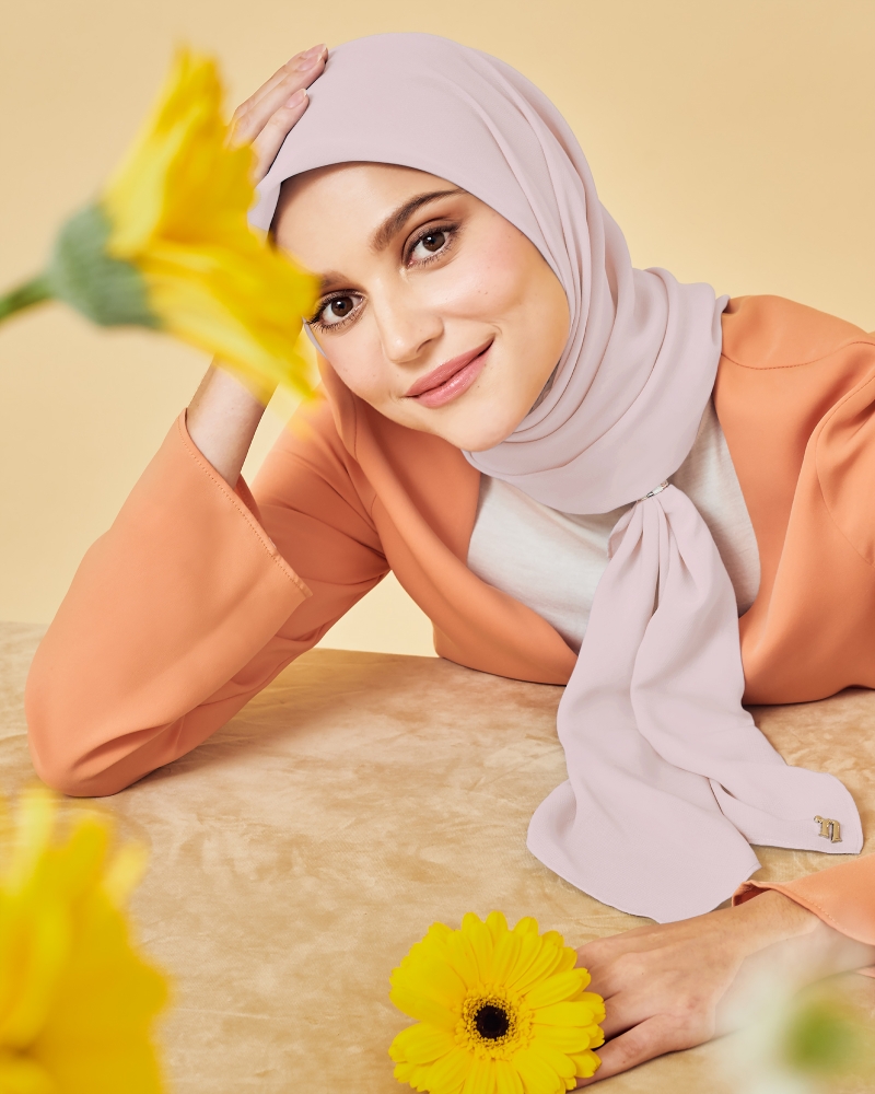 YASMINE WOOL CHIFFON SQUARE - SAKURA