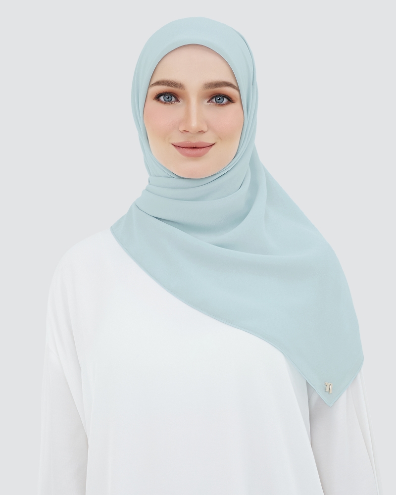 YASMINE WOOL CHIFFON SQUARE - POWER BLUE