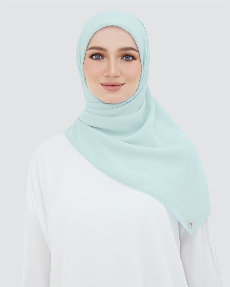YASMINE WOOL CHIFFON SQUARE - BLUE GREY