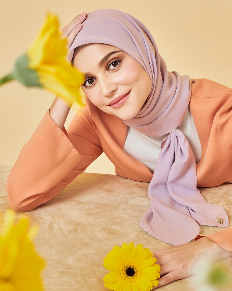 YASMINE WOOL CHIFFON SQUARE - DAWN PINK