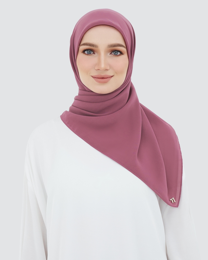 YASMINE WOOL CHIFFON SQUARE - MAUVE ROSE